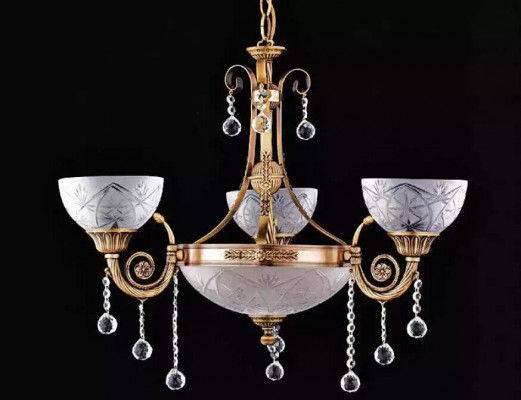 Kronleuchter Lampe Deckenlampe Lüster Deckenleuchter Glas Gold Grau