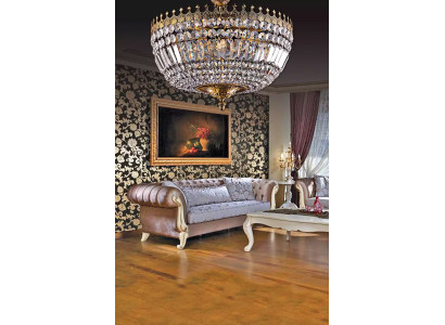 Leuchte Deckenleuchter Luxus Gold Kronleuchter Deckenlampe Lüster Kristall Art