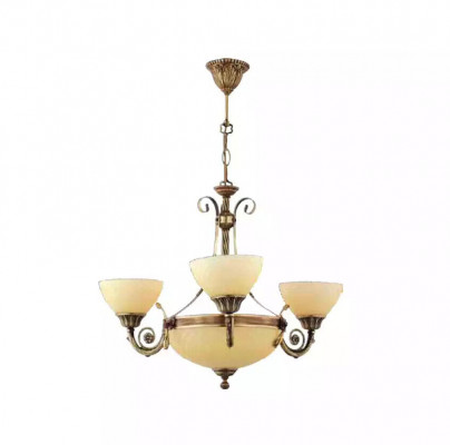  Deckenleuchter Lampe Deckenlampe Lüster Kronleuchter Glas Beige Art