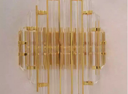 Wandleuchte Crystal Wohnzimmer Wandlampe Luxus gold Schlafzimmer Stil