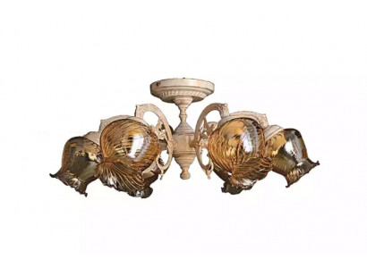 Deckenlampe Deckenleuchter Lüster Kronleuchter Lampen Glas Beige Art
