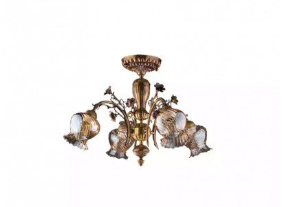 Deckenleuchter Blumen Lüster Kronleuchter Deckenlampe Lampe Glas Braun