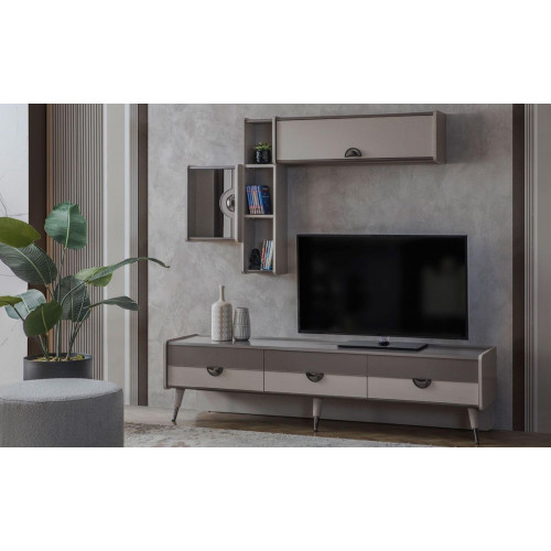 Beiges Wohnzimmer Sideboard Robuster TV-Ständer Lowboard Luxus Regale
