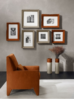 Sessel Sitz Modern Design Wohnzimmer Polster Einsitzer Textil Braun Stil Luxus