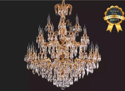 Moderne Kronleuchter Leuchte klassisch Luxus Wohnzimmer Brass Kristall