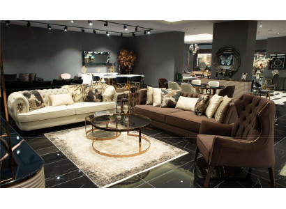 Sofagarnitur Dreisitzer Sessel Stoffsofa Polstersofa Braun Set Sofas