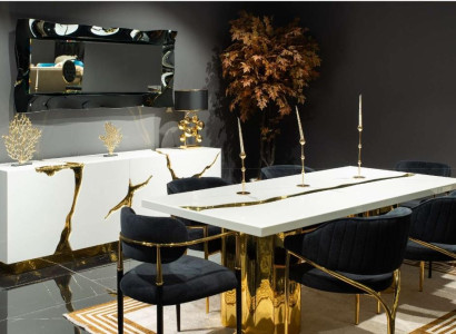 Esszimmermöbel Essgruppe Essecke Luxus Esstisch Stühle Weiß 9tlg Holz