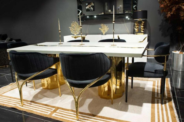  Esszimmermöbel Essgruppe Essecke Luxus Esstisch Stühle Weiß 7tlg Holz