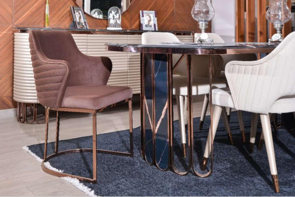 Esszimmer Essgruppe Essecke Luxus Esstisch Stühle Beige Set 9tlg Holz
