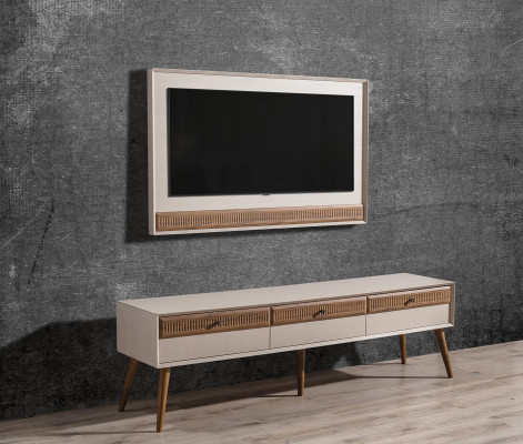 Garnitur Wohnwand TV Ständer RTV Lowboard Sideboard TV-Rahmen Holz