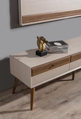 Garnitur Wohnwand TV Ständer RTV Lowboard Sideboard TV-Rahmen Holz