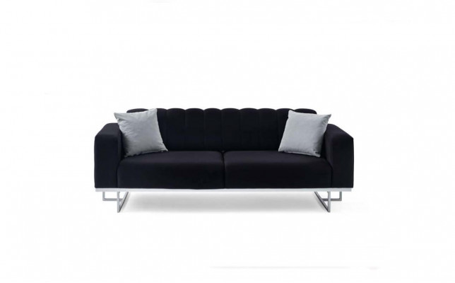 Schwarzer Luxus 3-Sitzer Moderne Wohnzimmer 3-er Polster Couchen Neu