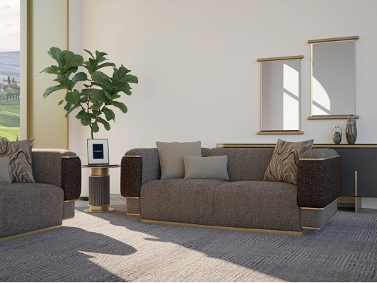 Wohnzimmer Sofa Zweisitzer Luxus Einrichtung Polster Textil Design Polstermöbel