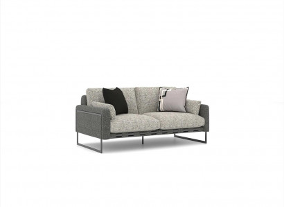 Zweisitzer Sofa Polster Textil Grau Polstermöbel Wohnzimmer Einrichtung
