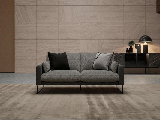 Zweisitzer Sofa Polster Textil Grau Polstermöbel Wohnzimmer Einrichtung