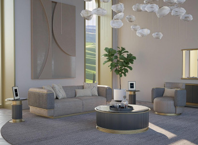 Wohnzimmer Komplett 2tlg Dreisitzer Sofa Polstermöbel Sessel Modern Design