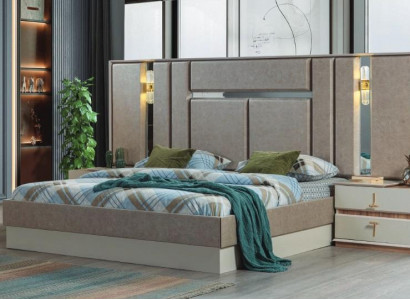 Beige Schlafzimmer Möbel Luxus Betten Designer Nachttische Einrichtung