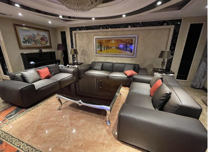 Schwarze Premium Sofagarnitur 3+3+3 Sitzer Luxus Wohnzimmer Möbel Couch