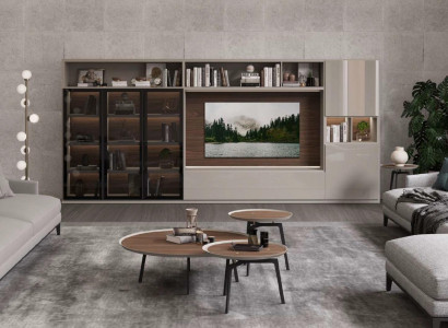 Große Wohnwand Glastüren Wohnzimmermöbel Moderne Wohnwände Möbel Schrank