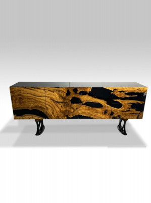 TV Ständer Sideboard RTV Lowboard Wohnzimmer Epoxidharz Holz Braun