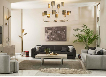 Sofagarnitur Stoffsofa Komplette Sofa Polstersofas Grau Set 4tlg Neu