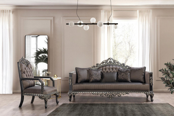 Luxus Chesterfield Sofagarnitur 3+1 Sitzer Klassische Sofa Barock Polster Sitz