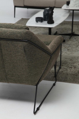 Moderne Grüne Sofagarnitur Zweisitzer Sessel Stoffmöbel Grau Luxus Set