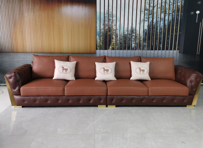 Moderner Fünfsitzer Luxus Wohnzimmer Sofa Chesterfield Design Couch