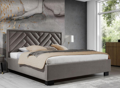 Schlafzimmer Set Grau Bett Holz 2x Nachttische Elegantes Modern Schön Neu 3tlg.