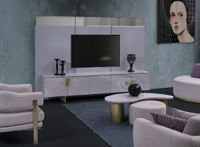 Sideboard RTV Lowboard TV Ständer Rosa Holz Modern Wohnzimmer Schrank