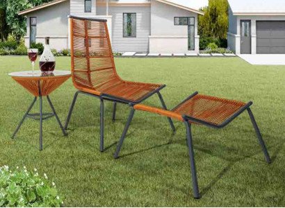 Modern Set für Ihren Garten Besteht aus Sessel Hocker und Beistelltisch