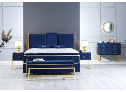 Bett Blau Metall Möbel Design Elegantes Schlafzimmer Möbel Luxus Modern Neu