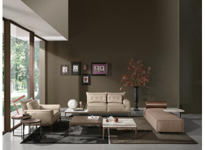  Luxus Garnitur Sofagarnitur 2+1 Sitz Sofa Sofas Sessel Leder 2tlg. PRIANERA