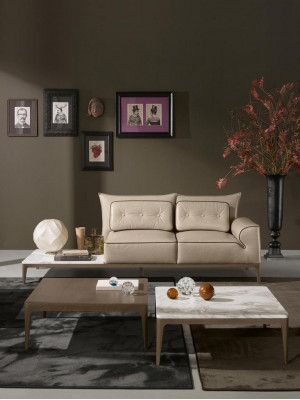  Luxus Garnitur Sofagarnitur 2+1 Sitz Sofa Sofas Sessel Leder 2tlg. PRIANERA