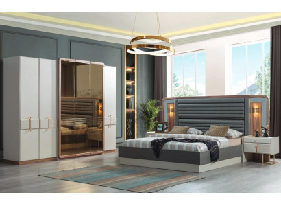 Komplett Schlafzimmer Luxus Set Bett 2x Nachttische Modern Möbel 4tlg