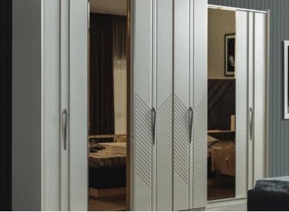 Weißer Moderner Kleiderschrank Schlafzimmer 4-türiger Holz Schrank Neu