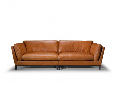 Sofa 3 Sitzer Braun Luxus Design Möbel Wohnzimmer Möbel Leder Prianera Stil Neu