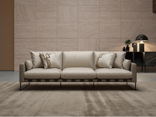 Neu Dreisitzer Sofa Beige Polstermöbel Couch Wohnzimmer Luxus Design