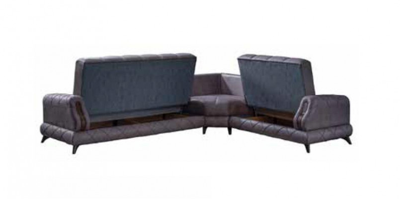 Modernes Ecksofa in grauen Ledermöbel Bequemes Sofa L-Form Neu