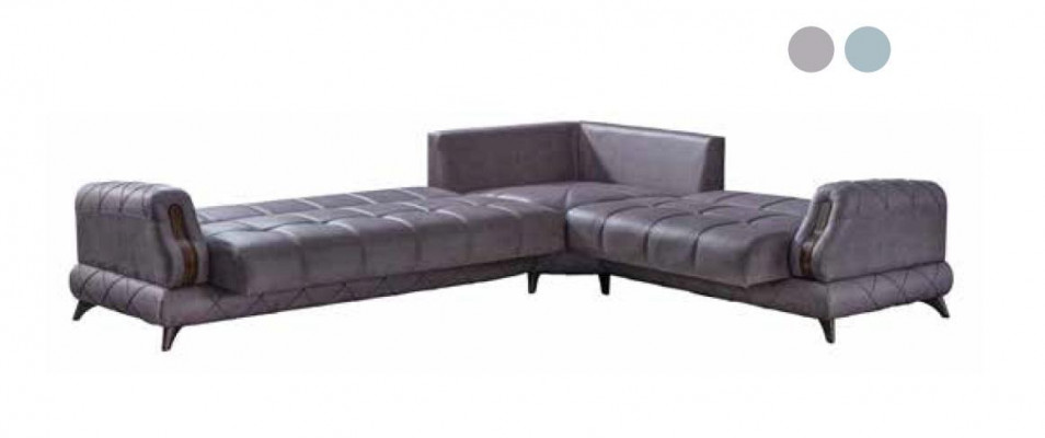Modernes Ecksofa in grauen Ledermöbel Bequemes Sofa L-Form Neu