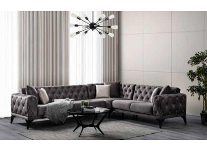 Modernes Sofa Ecksofa Textil Wohnzimmermöbel Sofa L Form Grau Luxus Neu