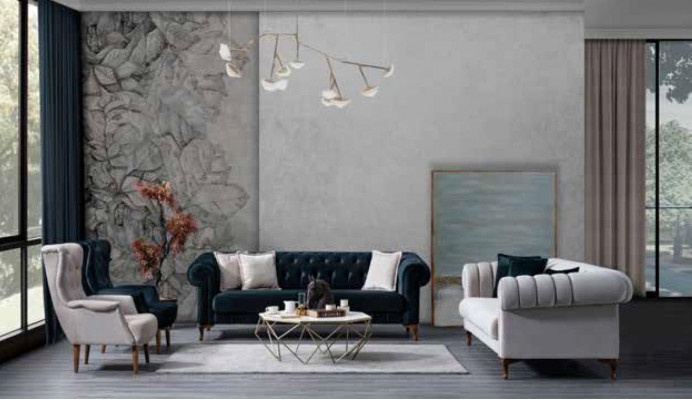 Dunkelgrüner Wohnzimmer Luxus Sofa Moderne Couch Holzgestell Sitzmöbel