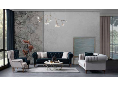 Dunkelgrüner Wohnzimmer Luxus Sofa Moderne Couch Holzgestell Sitzmöbel