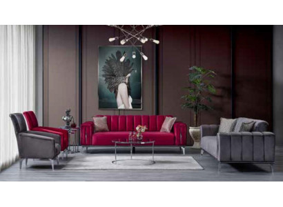  Gepolstertes luxuriöses Sofa 3-Sitzer im modernen Stil für Wohnzimmer in Pink