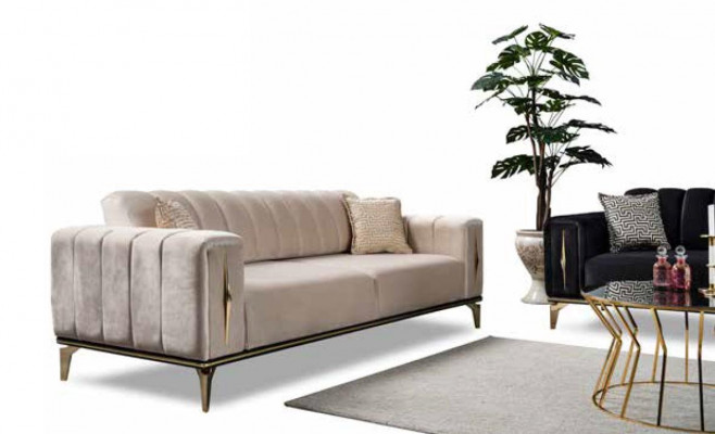  Luxussofa Gepolstertes 2-Sitzer Bequemes Sofa Moderner Sofastil Beige Farbe Neu