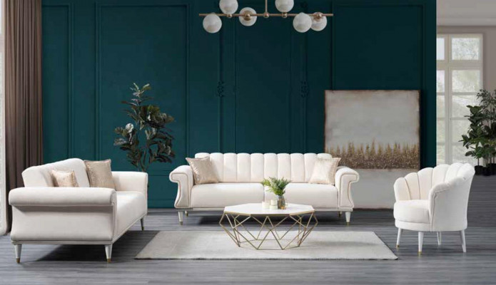 Weißer Polster Sessel Luxus Cocktailsessel Ohrensessel Stoffmöbel Stil