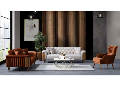 Sessel Einzelsessel 1Sitzer Designer Sessel Sitzbezug Stoff in brauner FarbeNeu