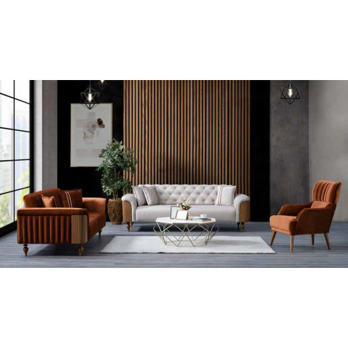 Sessel Einzelsessel 1Sitzer Designer Sessel Sitzbezug Stoff in brauner FarbeNeu