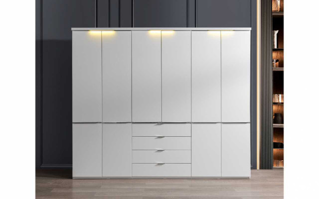 Weißer Kleiderschrank 4-Schubladen Schlafzimmer Schränke Holz Möbel 