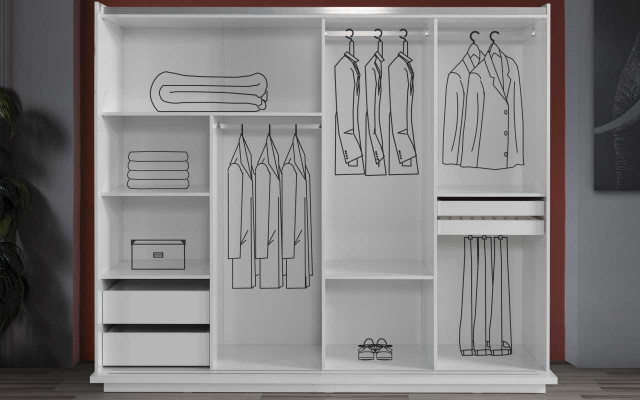  Weiß-Brauner Kleiderschrank Exklusiver Holzschrank Schlafzimmer Möbel